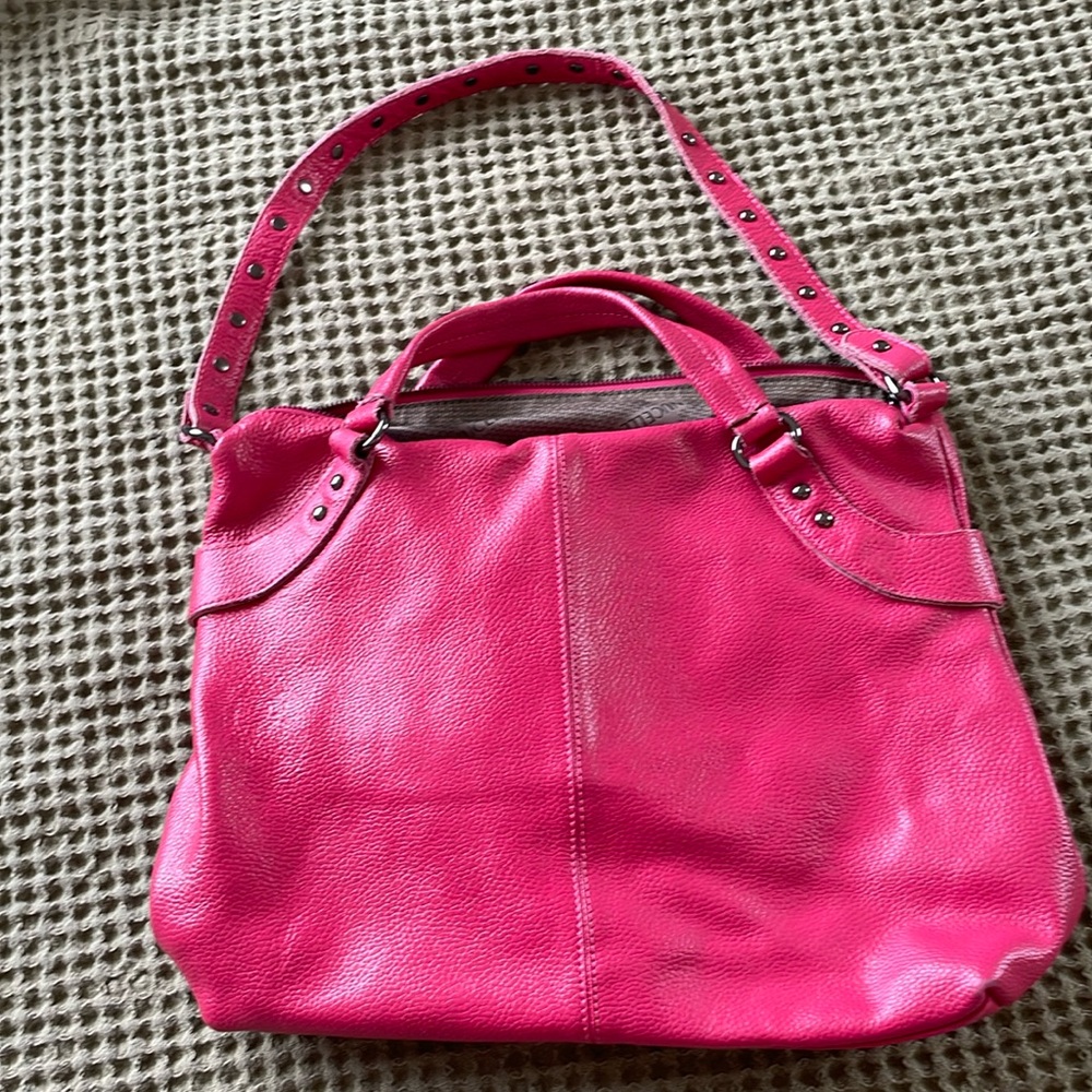 Nucelle pink leather hand bag/ shoulder bag